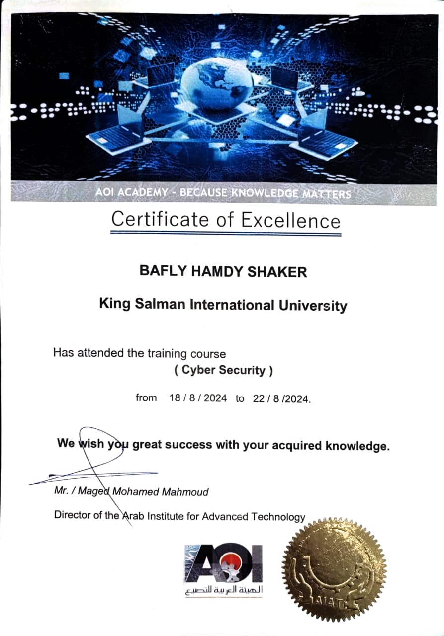 Cyber Security Certificate of Excellence