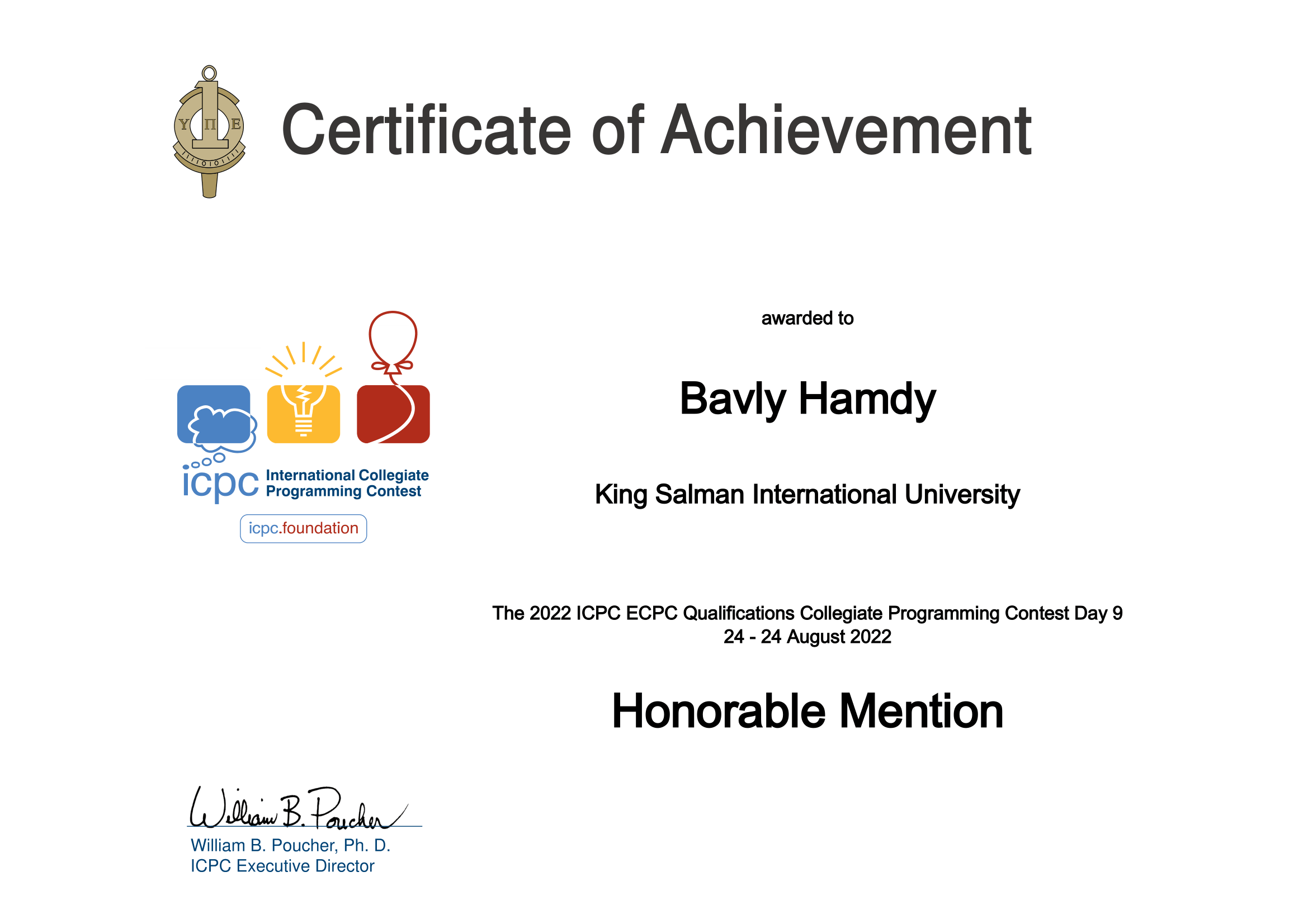 Honorable Mention — ECPC (2022 & 2023)